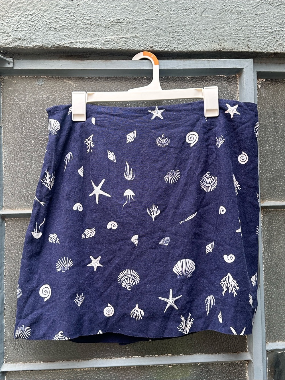 Women’s A New Day Linen Blend Marine Shell Print Skort Navy Blue 14 Beachwear